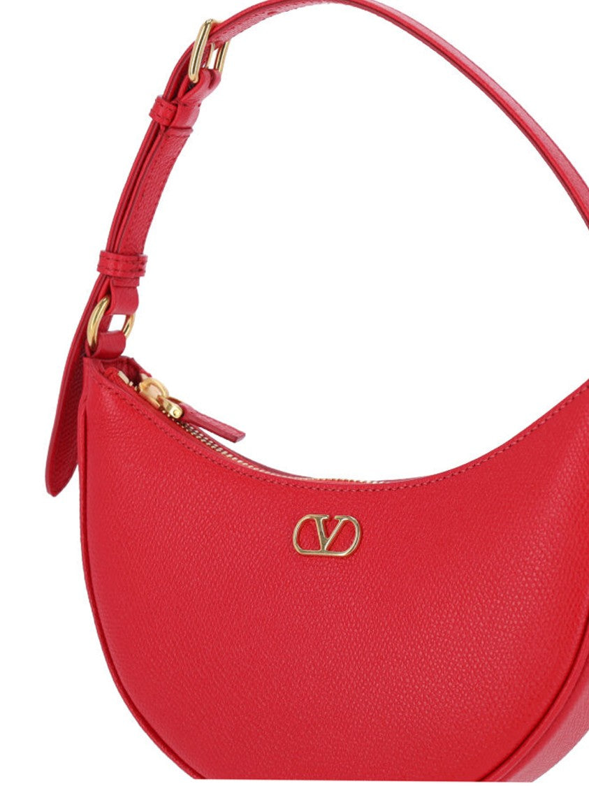 Valentino Garavani Red Leather"Vlogo Signature" Mini Hobo Bag