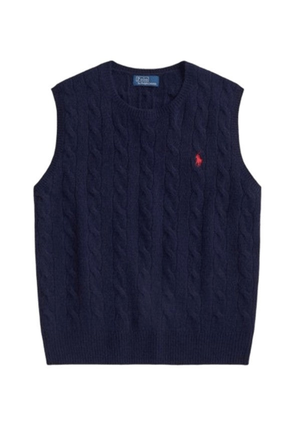 Polo Ralph Lauren Cable Knit Gilet In Luxurious Wool-Cashmere Blend