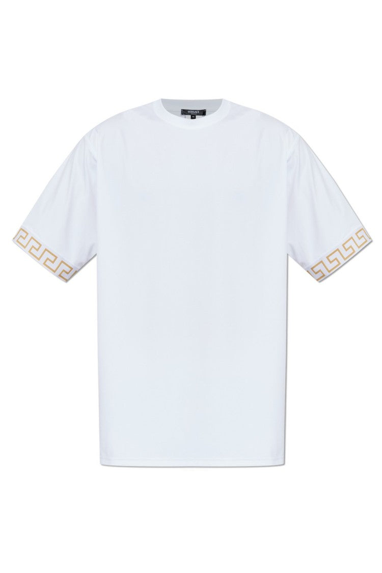 Versace Minimalist Short-Sleeved T-Shirt With Decorative Sleeve Patterns