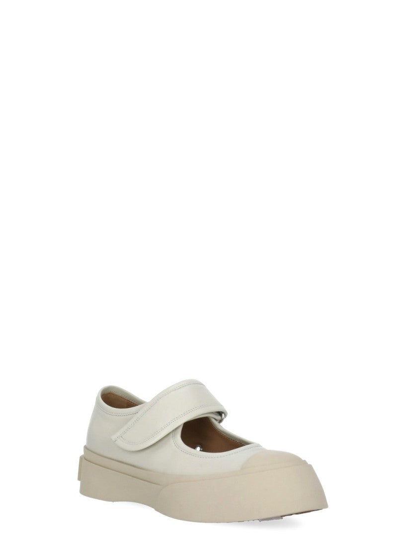 Marni Ivory Mary Jane Velcro Leather Sneakers