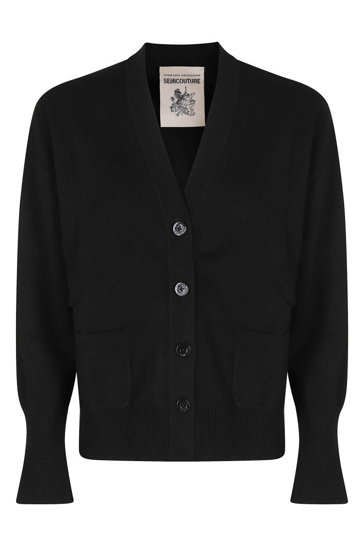 Semi Couture Esther Black Cropped Wool Cardigan