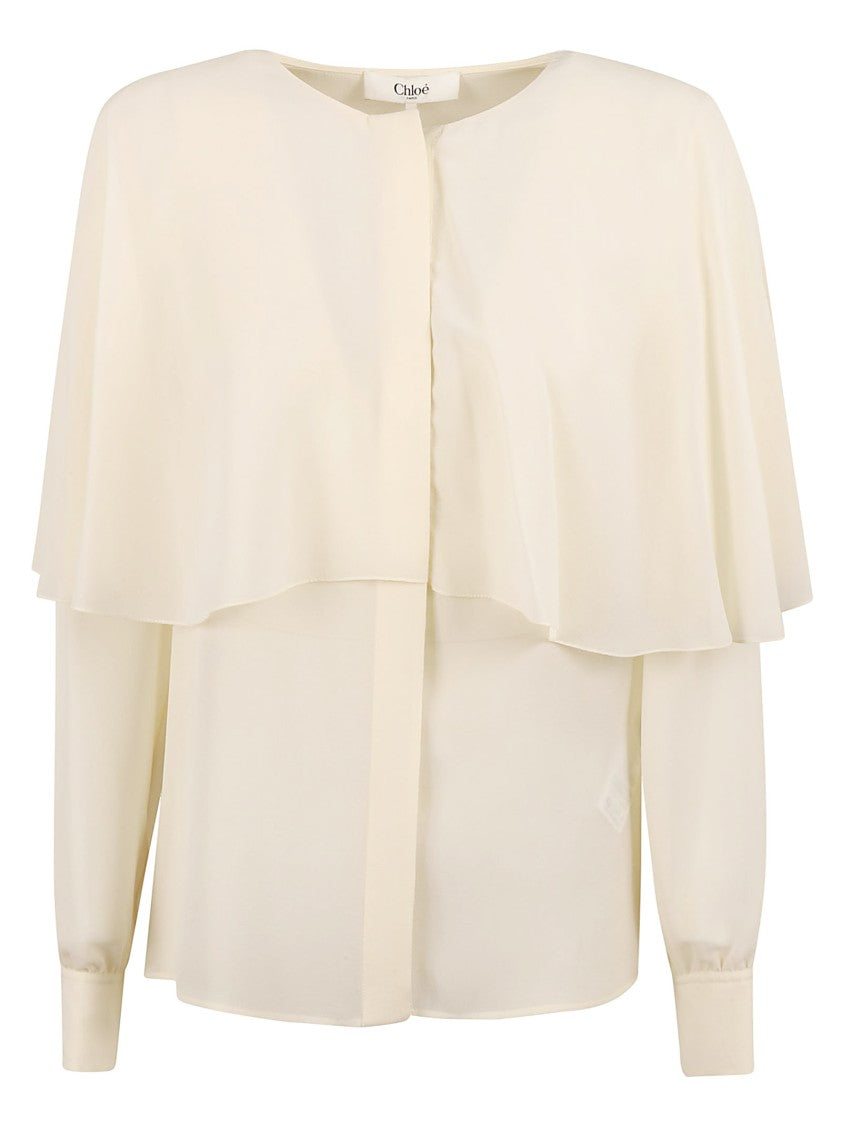 Chloé Silk Shirt With Flowing Cape Overlay