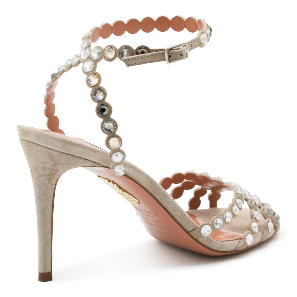 Aquazzura Stone Leather Rhinestone Straps Sandals