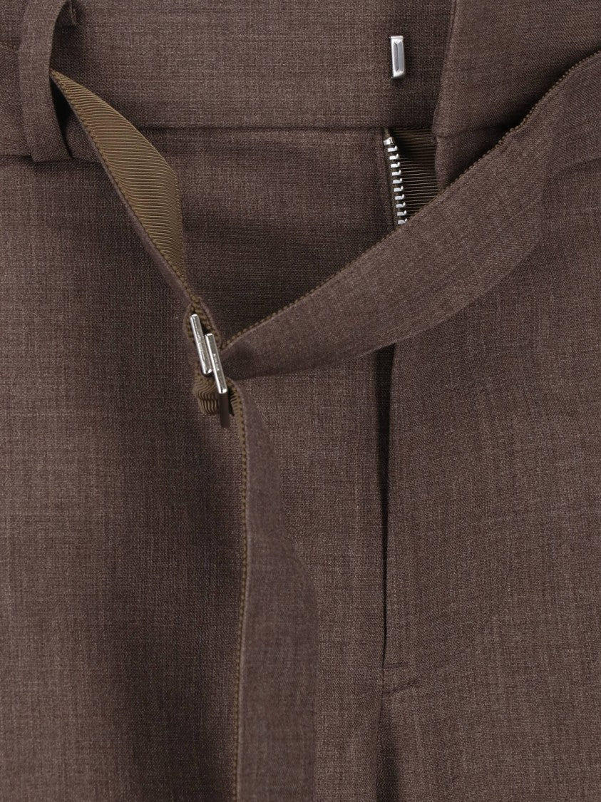 Sacai Brown Wool Trousers With High Waist