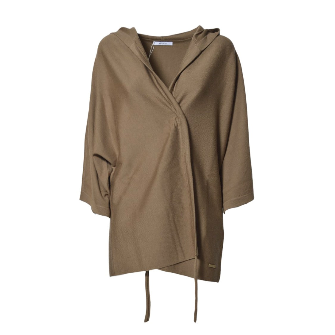 Max Mara Hooded Wrap Coat With Relaxed Fit And Three-Quarter Sleeves