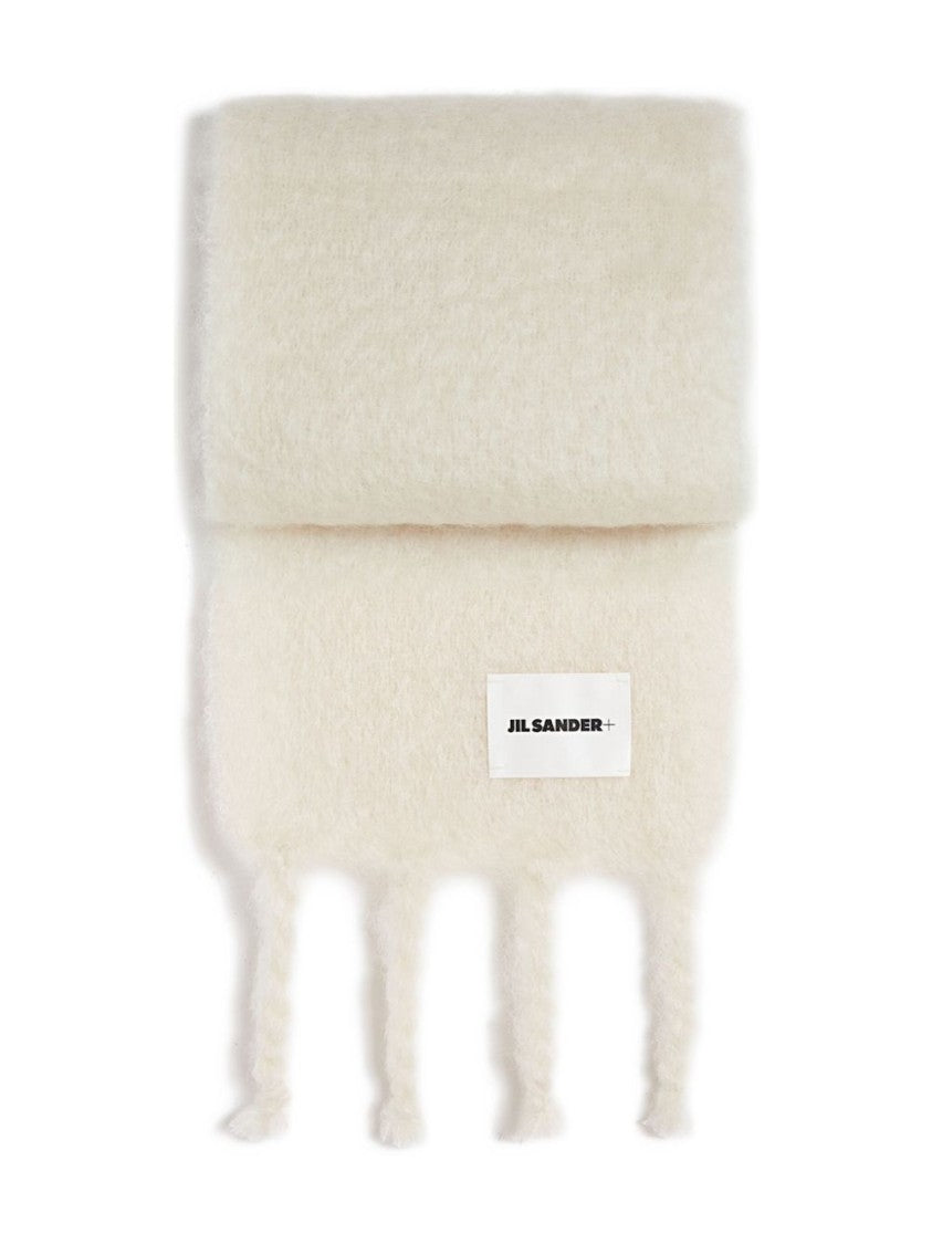Jil Sander Fluffy Mohair Blend Scarf With Twisted Fringes