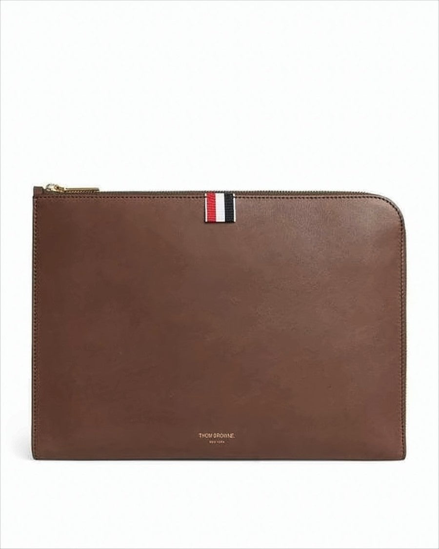 Thom Browne Sleek Rectangular Calf Leather Clutch