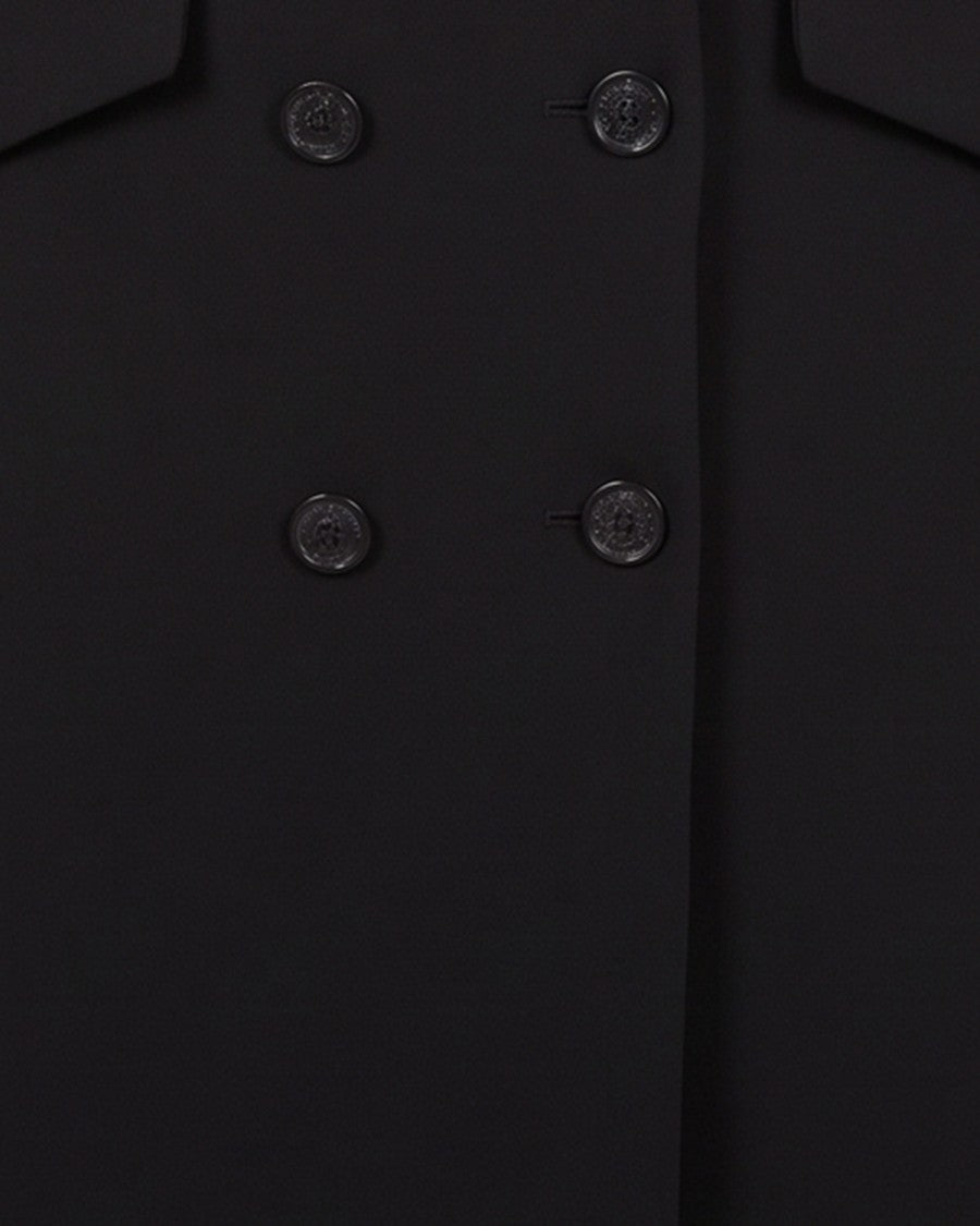Elisabetta Franchi Black Double Crepe Wool-Blend Coat