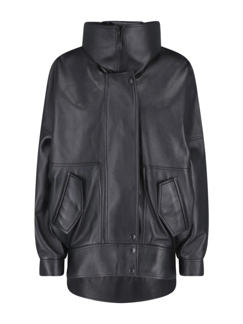 Balenciaga Boxy Oversized High Collar Smooth Leather Jacket