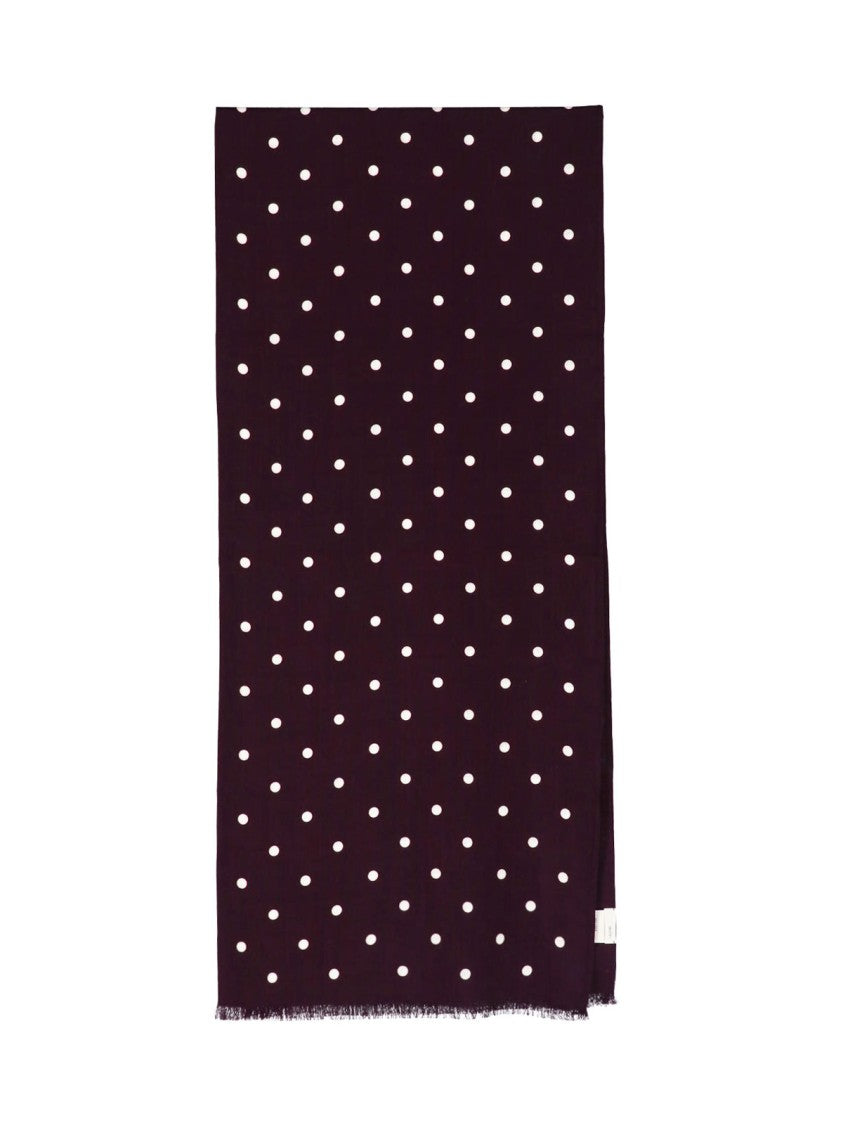 Destin Brown Polka Dot Wool Scarf