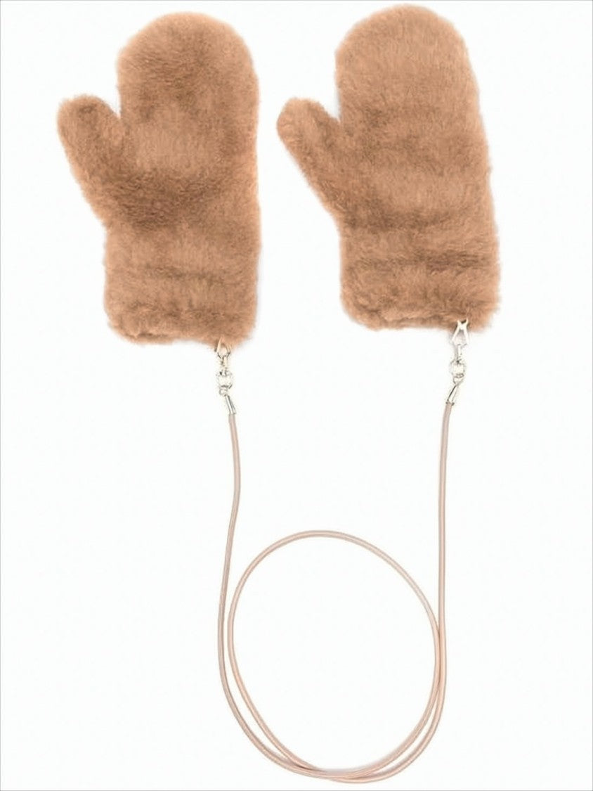 Max Mara Plush Camel Wool Gloves With Silk Blend