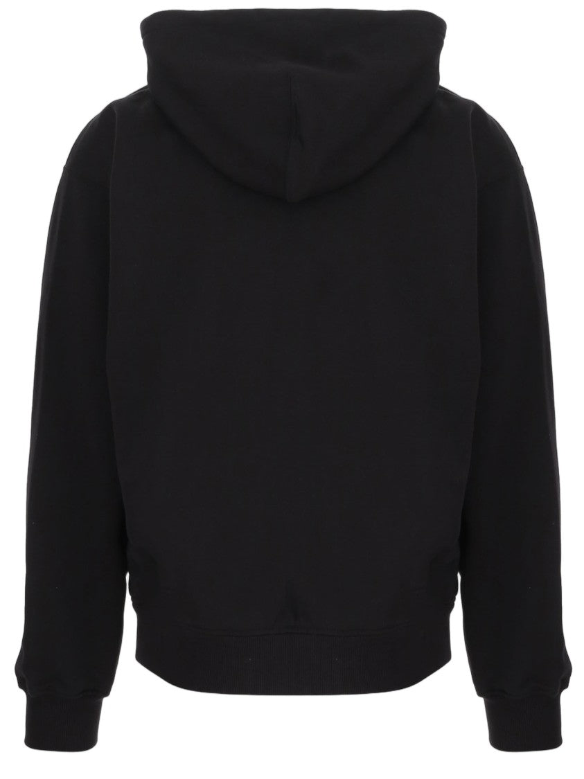 Dolce & Gabbana Cotton Hooded Sweatshirt With Front Zipper And Logo Patch