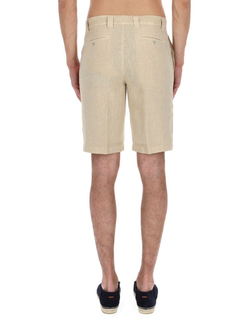 120% Lino Light Beige Tailored Linen Shorts