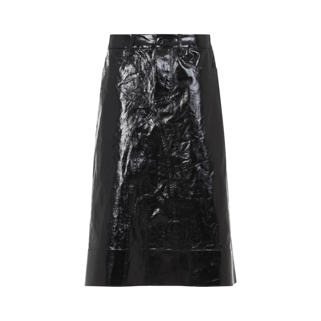 Jil Sander Structured Black Linen Skirt With Polished Finish