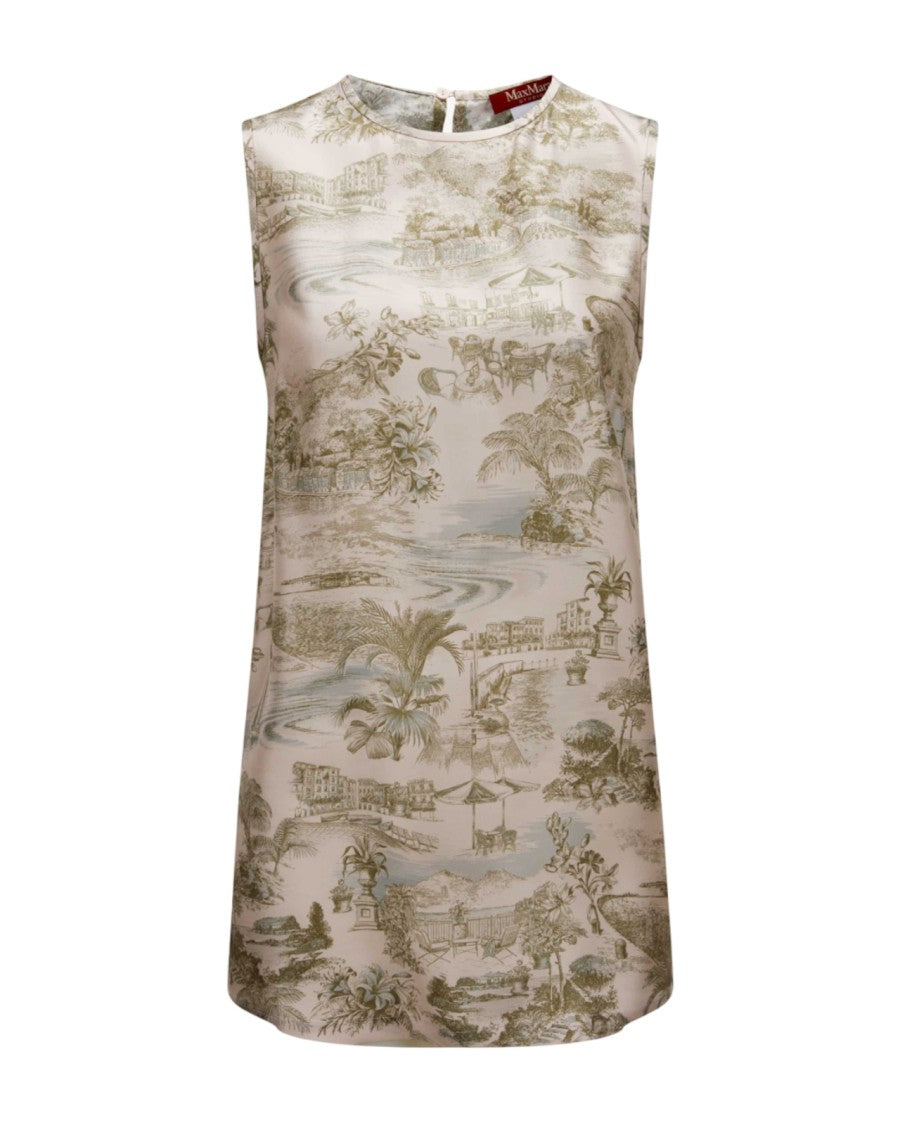 Max Mara Silk Twill Sleeveless Blouse