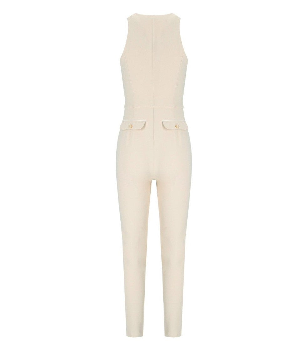 Elisabetta Franchi Milk Zipped Jumpsuit
