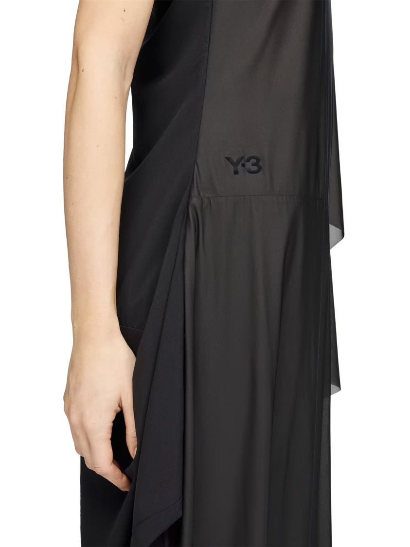 Y-3 Sleeveless Mesh Dress With Asymmetrical Hemline