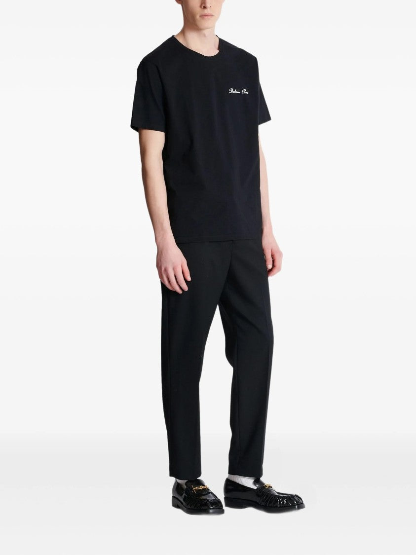 Balmain Black Loose Ss Script Logo T-Shirt