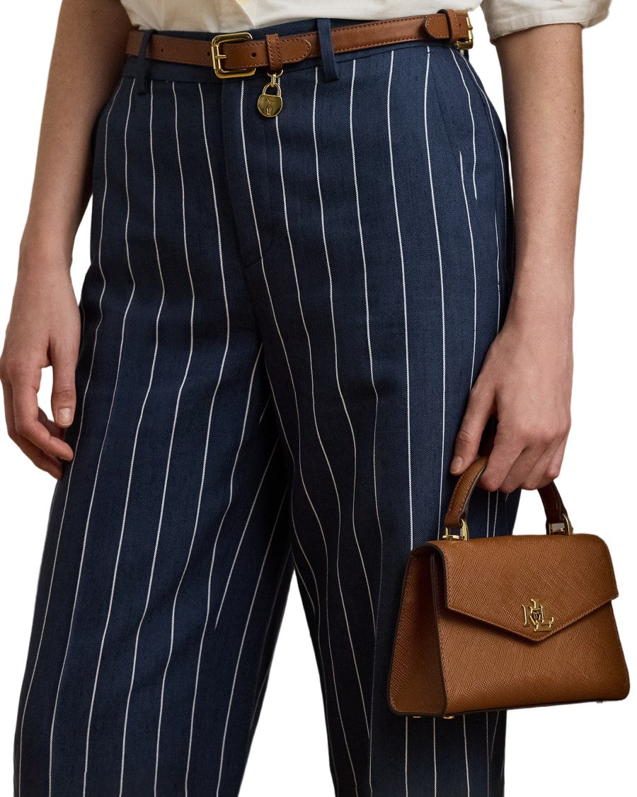 Lauren Ralph Lauren Structured Tan Cow Leather Satchel