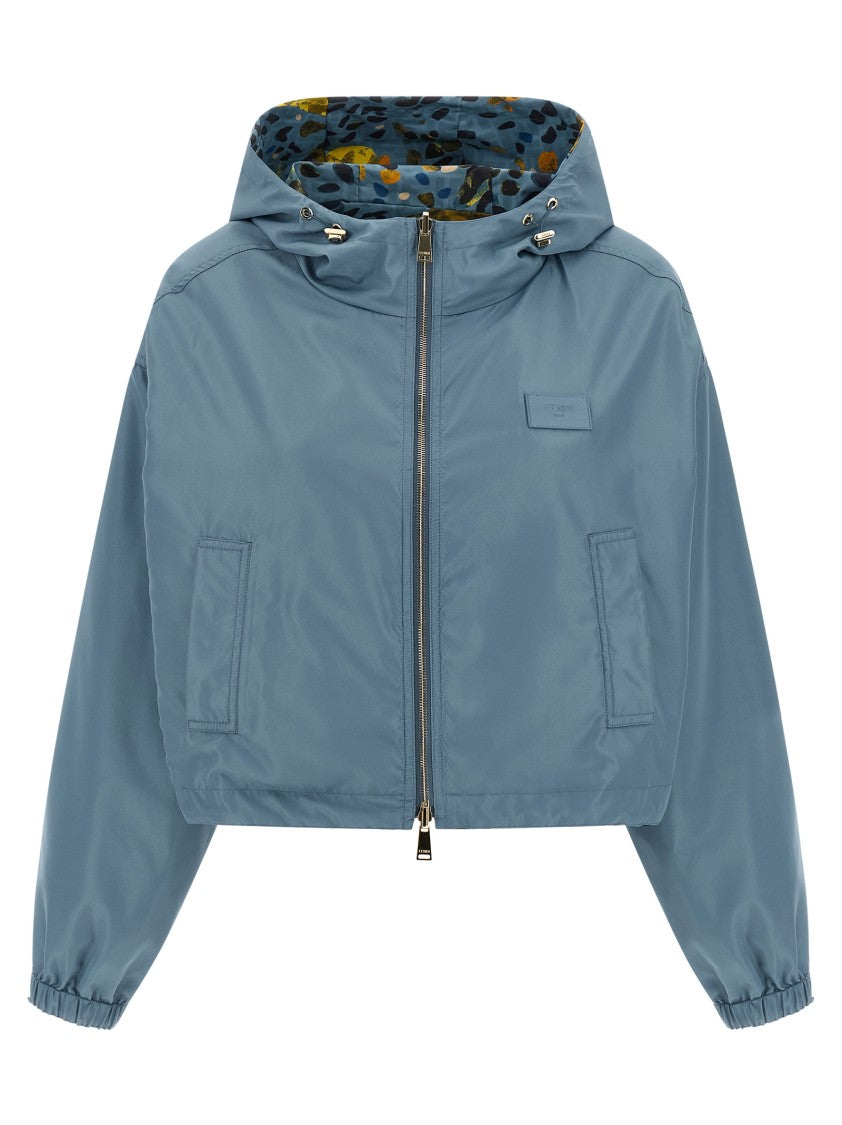 Fendi Reversible Nylon Windbreaker With 'Falena' Print And Adjustable Hood