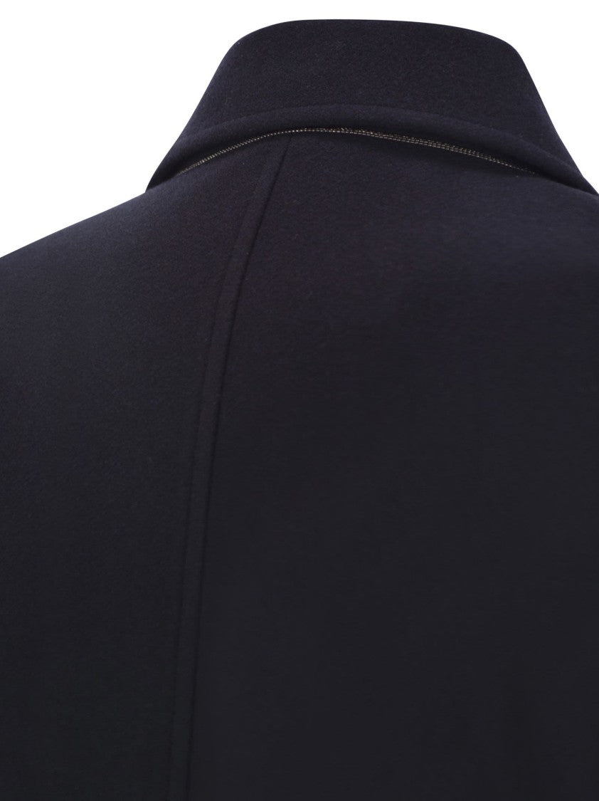 Brunello Cucinelli Long Wool Coat With Jewellery