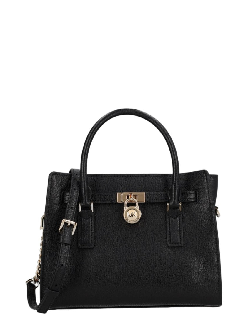 Michael Michael Kors Textured Leather Shoulder Bag With Dual Handles And Lock Detail