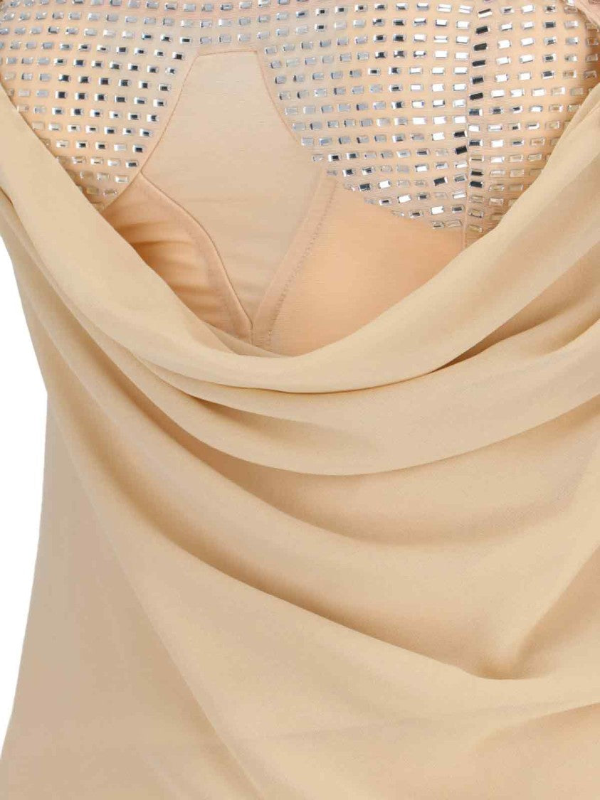 The Attico Strass Midi Dress – Beige