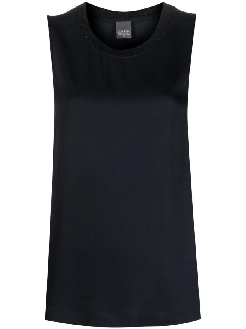 Lorena Antoniazzi Blue Minimalist Sleek Viscose-Blend Tank Top