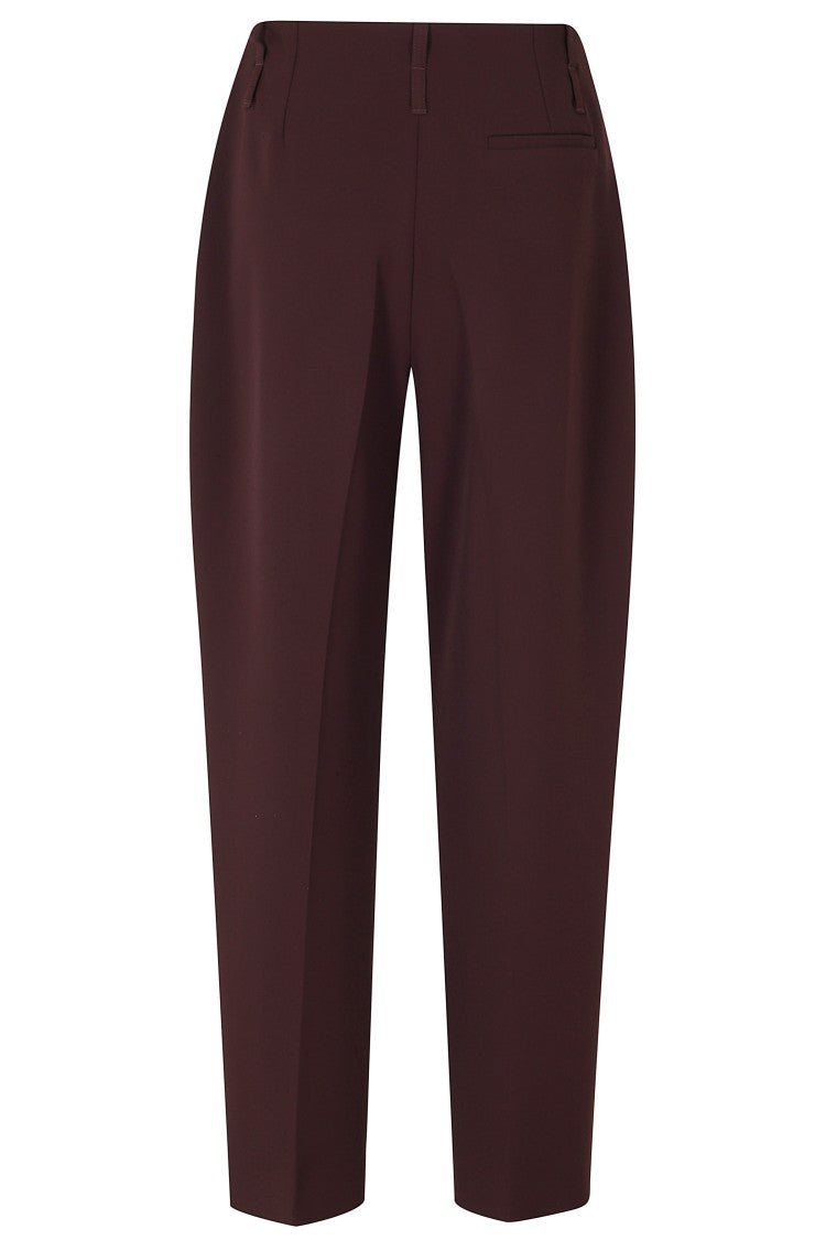 Nissa Bordeaux Side Slit Pockets Straight-Leg Polyester Trousers