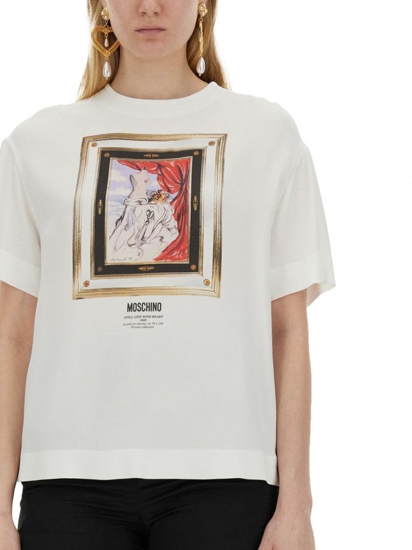 Moschino Artistic Print Satin T-Shirt