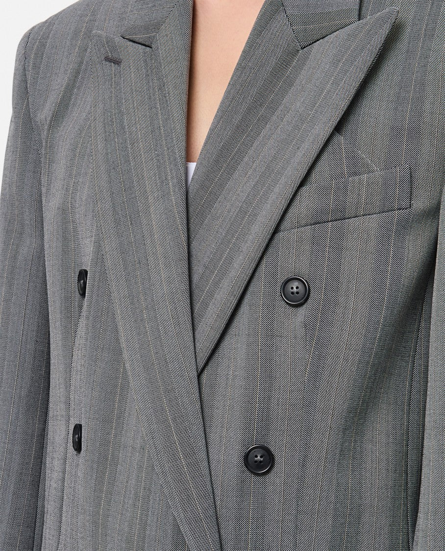 Sportmax Merlot Double Breasted Pinstripes Jacket