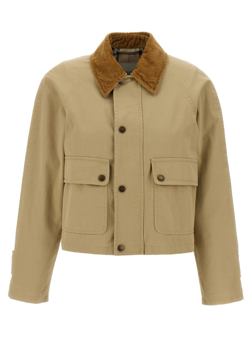 Burberry Cotton Canvas Jacket With Velvet Collar