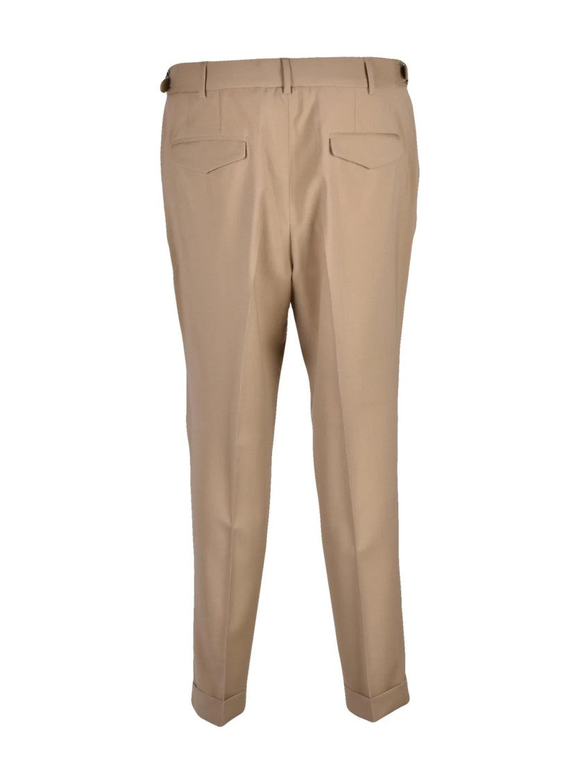 Paoloni Paoloni Classic Virgin Wool Trousers - Beige