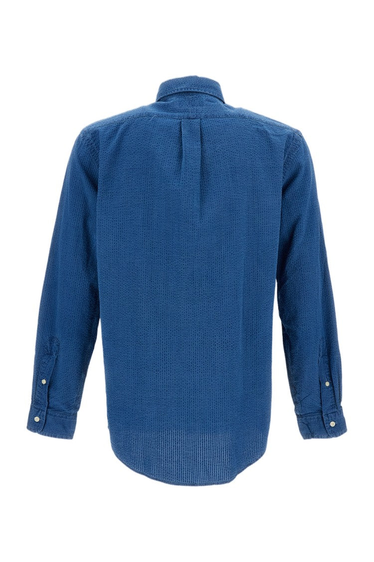 Polo Ralph Lauren Puckered Cotton Seersucker Shirt With Iconic Pony Logo