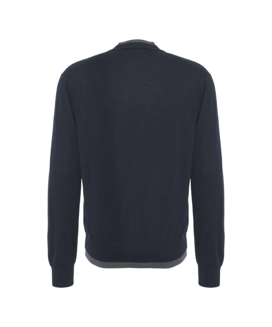 Paolo Pecora Classic V-Neck Fine-Knit Cardigan With Contrasting Trim