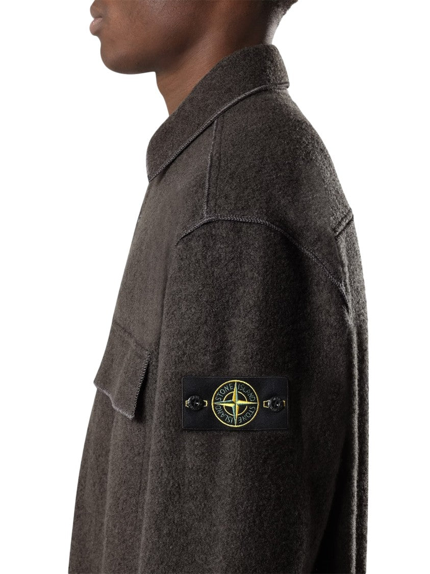 Stone Island Boxy Relaxed Fit Button-Up Shirt With Chest Pocket