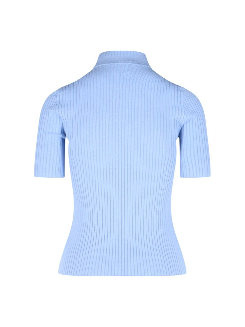Courrèges Ribbed Short-Sleeved Turtleneck With Logo Detail
