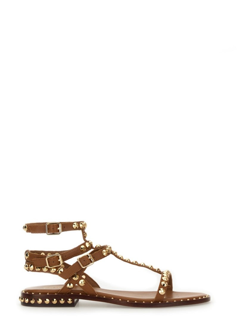 Ash Play Calfskin Studded Flat Sandals