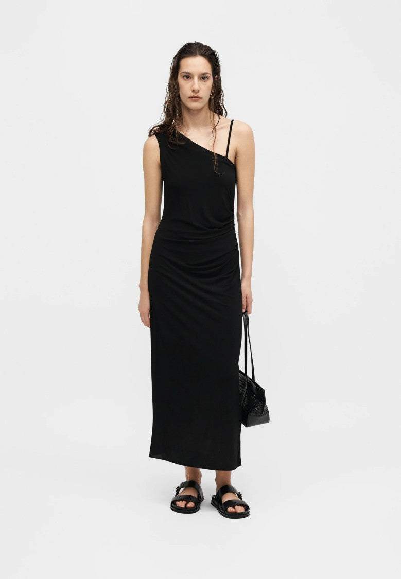 Max Mara Asymmetrical One-Shoulder Midi Dress With Ruching