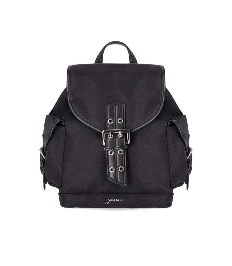Ganni Bucky Black Small Backpack