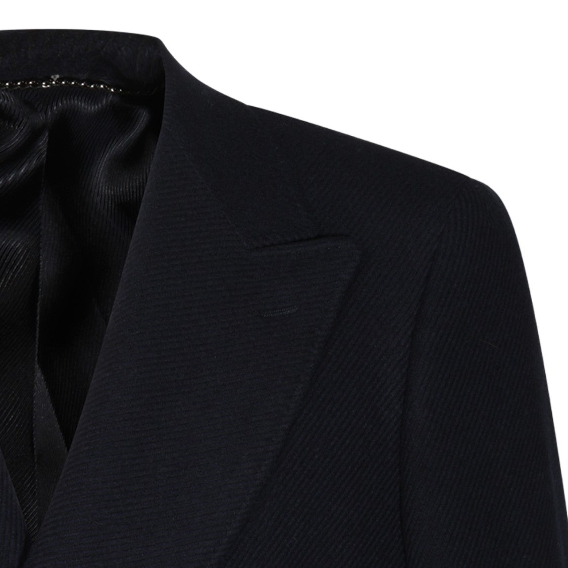 Canali Black Double-Breasted Wide-Lapel Coat
