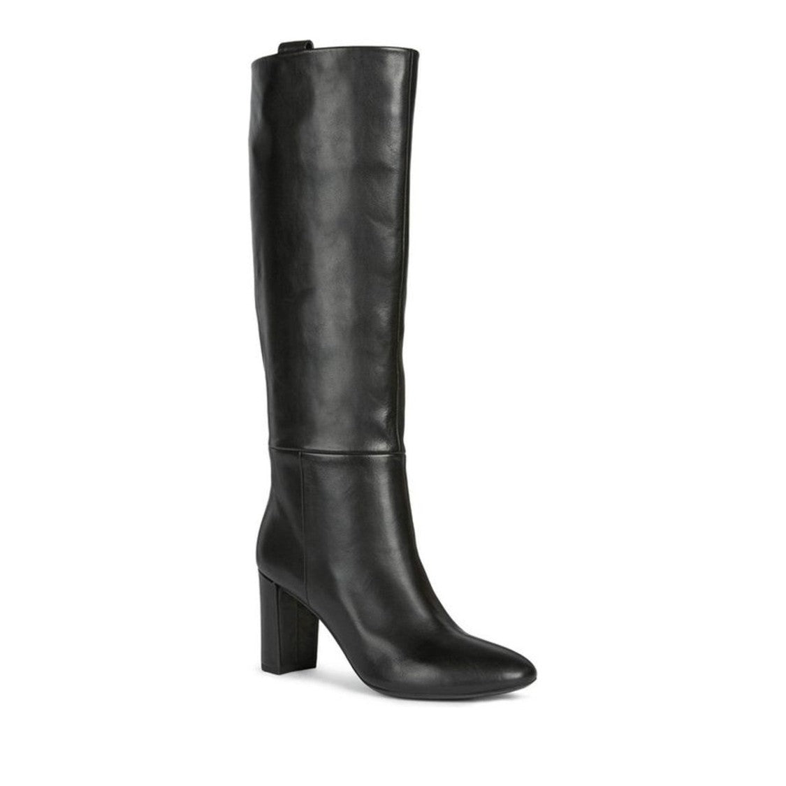 Geox Pheby 80 Black Block Heel Leather Boots
