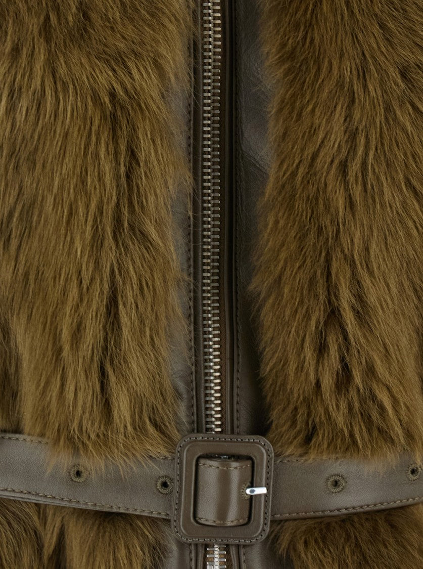 Tom Ford Brown Fur Jacket With Adjustable Leather Belt