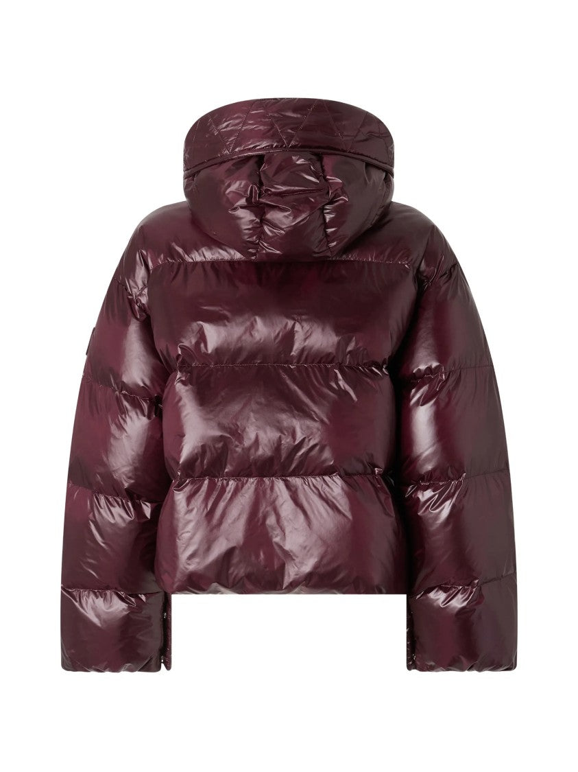 Pinko Cropped Padded Jacket With Glossy Finish And Wide Collar