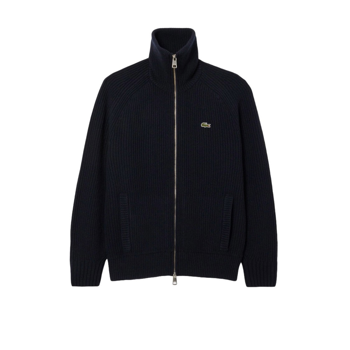 Lacoste Carded Wool Zip-Up Turtleneck Sweater