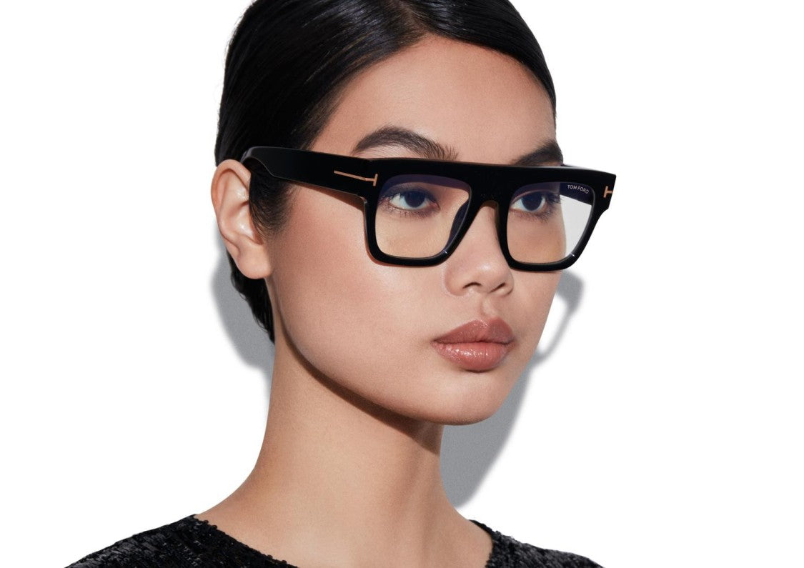 Tom Ford Oversized Black Acetate Sunglasses With Gold Accents