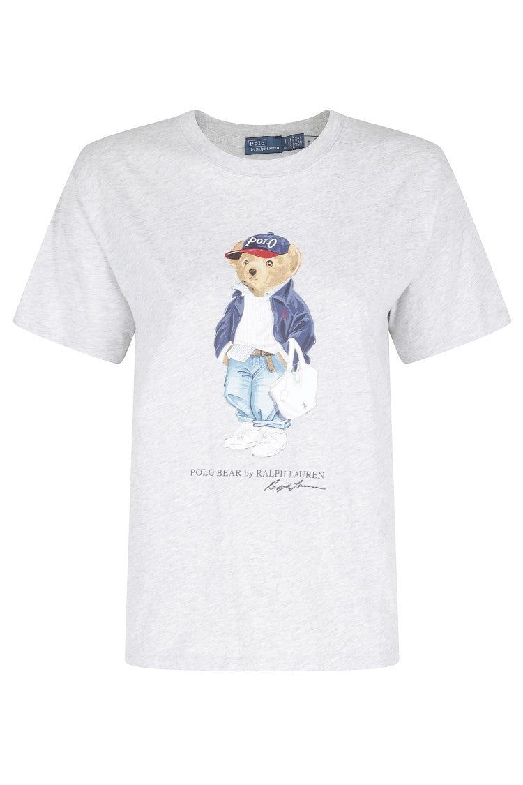 Polo Ralph Lauren Gray Knit Teddy Graphic Printed Cotton T-Shirt
