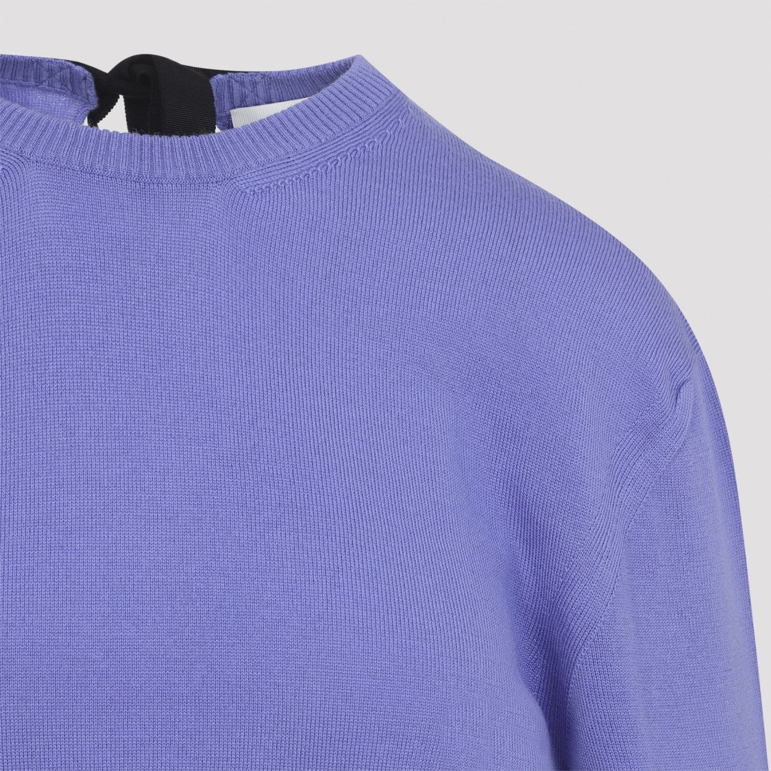 Lanvin Sculpted Wool Blend Sweater With Ribbon Tie Detail