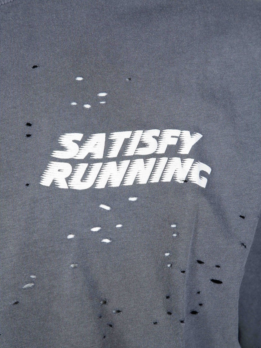 Satisfy Grey Mothtech Boxy Distressed T-Shirt