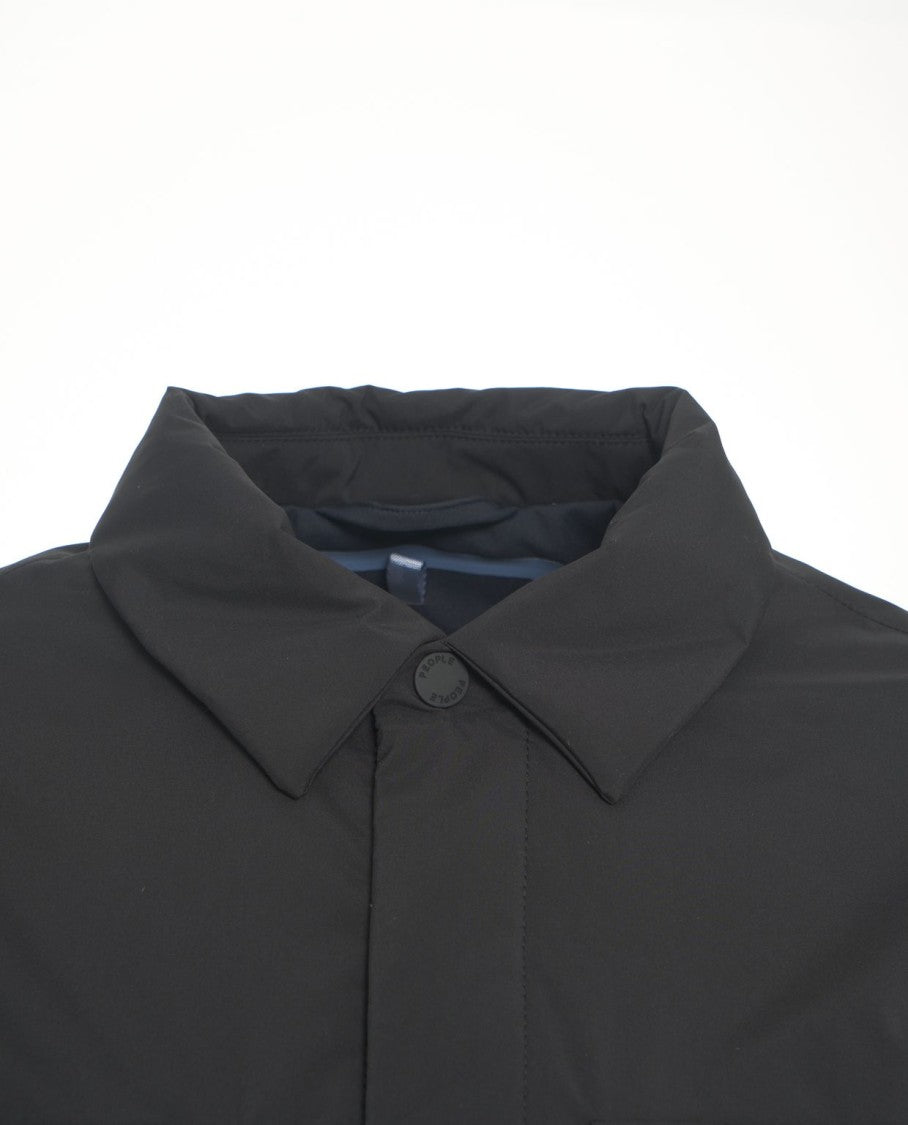 People Of Shibuya Black 'Kiso' Overshirt With Minimalistic Design And Functional Button Closure